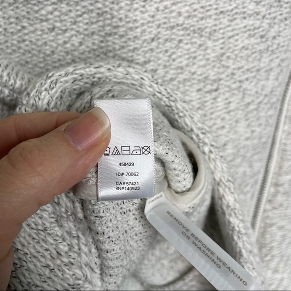 Ann Taylor LOFT Asymmetrical Zip Sweater Knit Moto Jacket Light Gray S - Picture 7 of 9